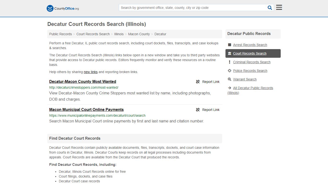Decatur Court Records Search (Illinois) - County Office