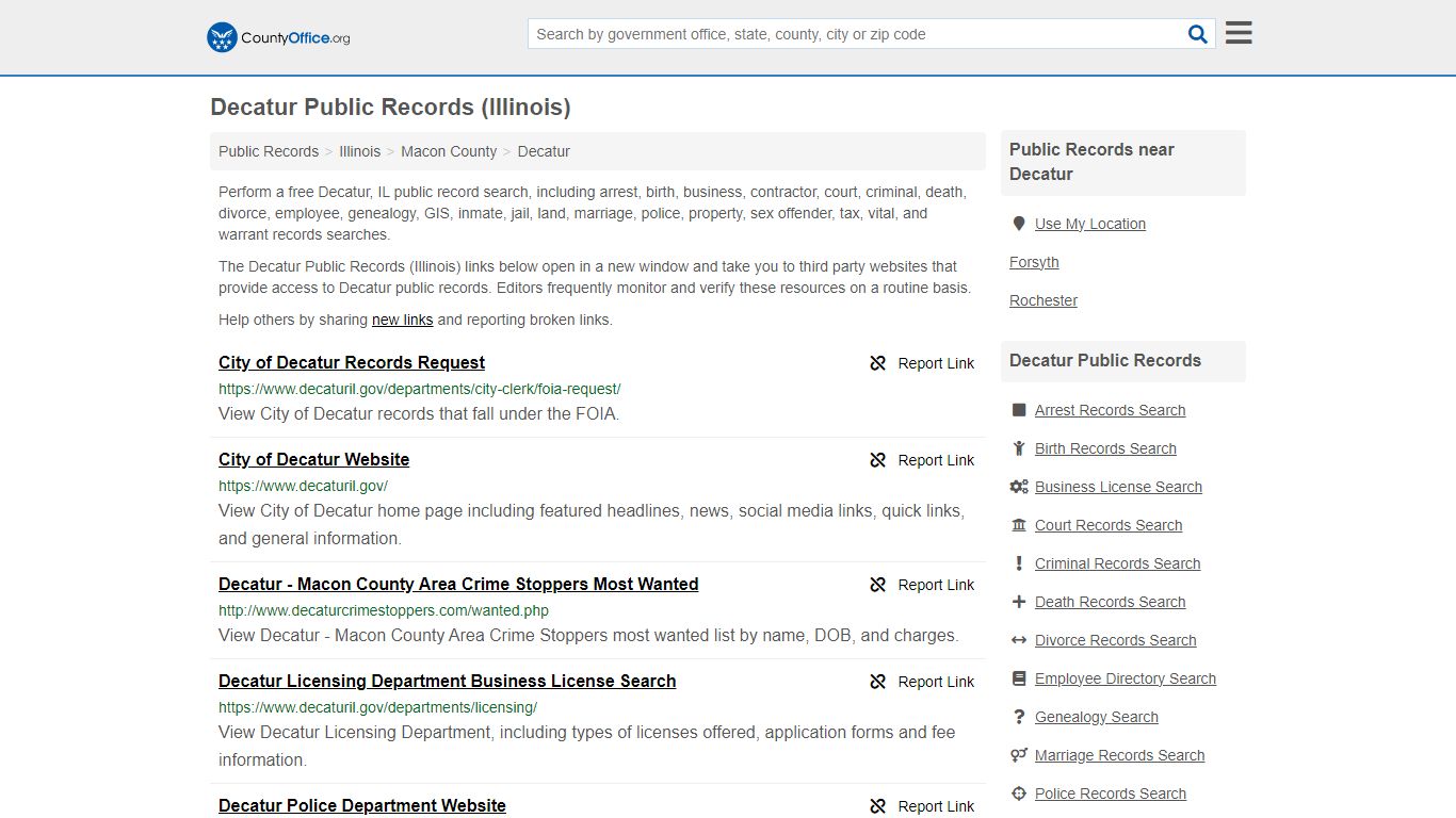 Decatur Public Records (Illinois) - County Office